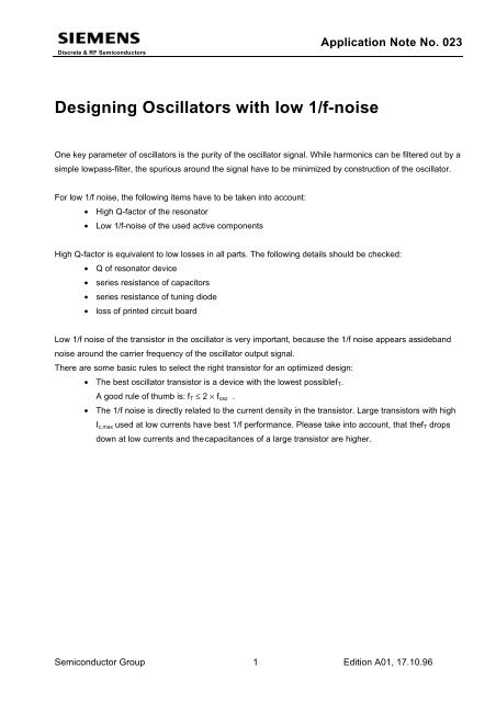 Designing Oscillators with low 1/f-noise