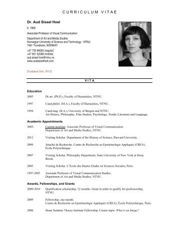 Printer Friendly CV (pdf) - Aud Sissel Hoel