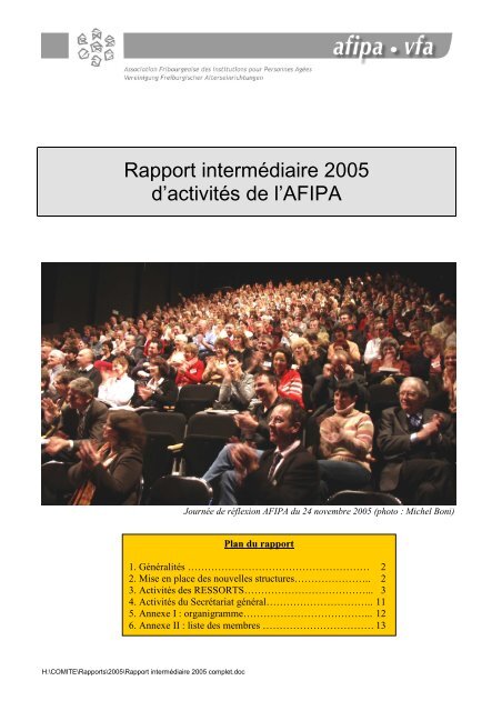 Rapport intermÃ©diaire 2005 d'activitÃ©s de l'AFIPA - AFIPA / VFA