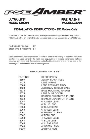 Ultra-Lite Strobe Beacon Installation Guide - Code 3 Public Safety ...