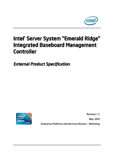 IntelÃ‚Â® Server System Server System "Emerald Ridge ... - CTL