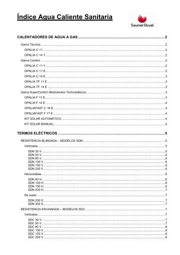 Ãndice Agua Caliente Sanitaria - Saunier Duval