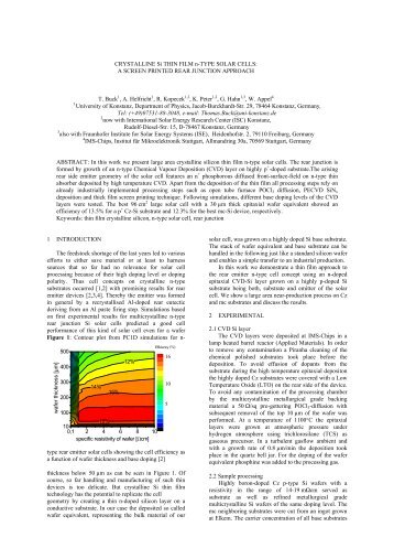 CRYSTALLINE Si THIN FILM n-TYPE SOLAR CELLS - ISC Konstanz