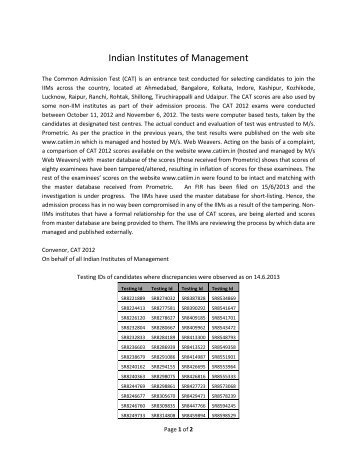 CAT 2012 - Indian Institute of Management, Lucknow