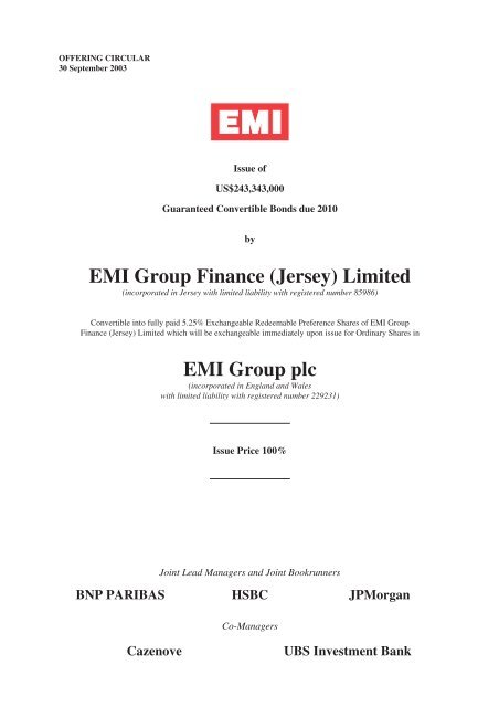 EMI's convertible bond issue - Vernimmen