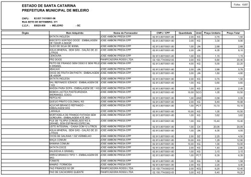 estado de santa catarina prefeitura municipal de meleiro relaÃ§Ã£o ...