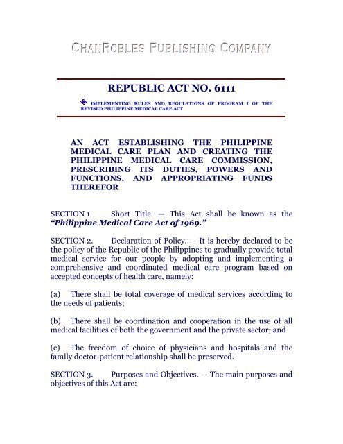 REPUBLIC ACT NO. 6111 - Chan Robles and Associates Law Firm
