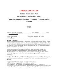 Sample Care Plan for a Child with Syncope - Stars US