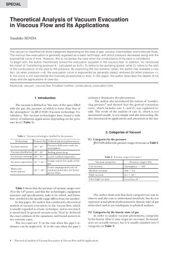 Theoretical Analysis of Vacuum Evacuation in Viscous Flow and Its ...