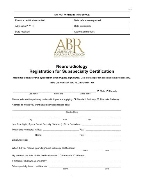 Neuro IC Exam Registration - The American Board of Radiology