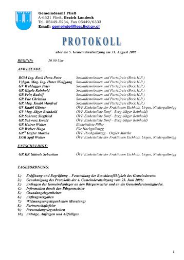 5. GR-Sitzung am 31.08.2006 - .PDF - Fliess - Land Tirol