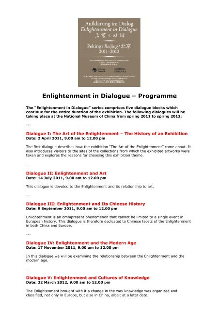 Enlightenment in Dialogue – Programme - The Art of Enlightenment