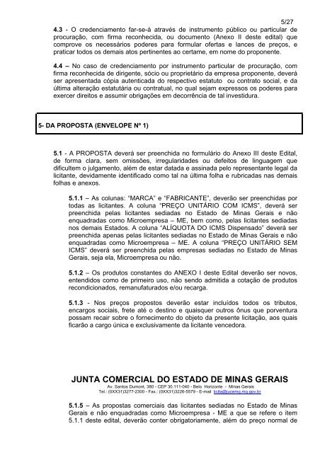 Edital PregÃ£o Presencial - Processo 31/2006 - Junta Comercial do ...