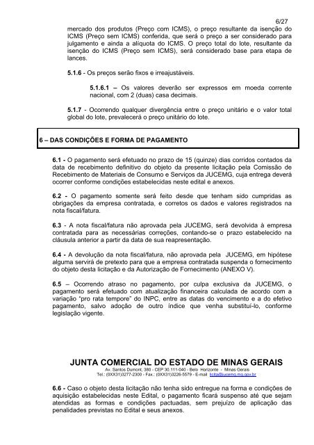 Edital PregÃ£o Presencial - Processo 31/2006 - Junta Comercial do ...