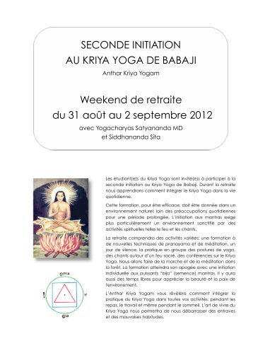 SECONDE INITIATION AU KRIYA YOGA DE BABAJI Weekend de ...