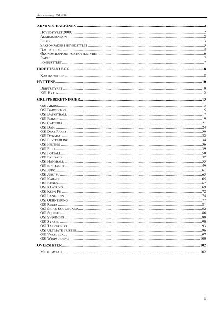 OSI Ãrsberetning 2009 (pdf) - Universitetet i Oslo