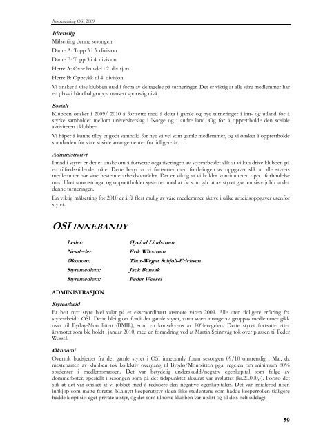 OSI Ãrsberetning 2009 (pdf) - Universitetet i Oslo