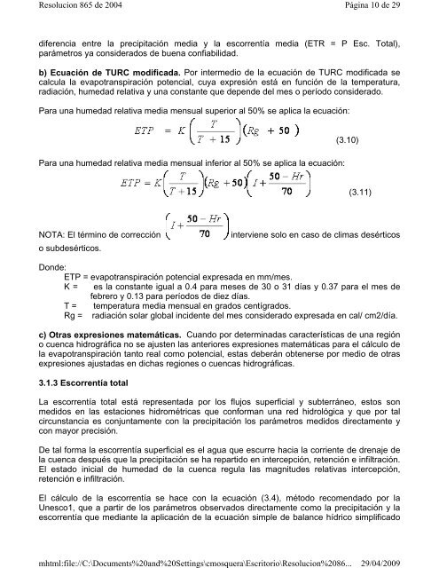 Resolución 865, julio 22 de 2004 - Corporación Autónoma Regional ...