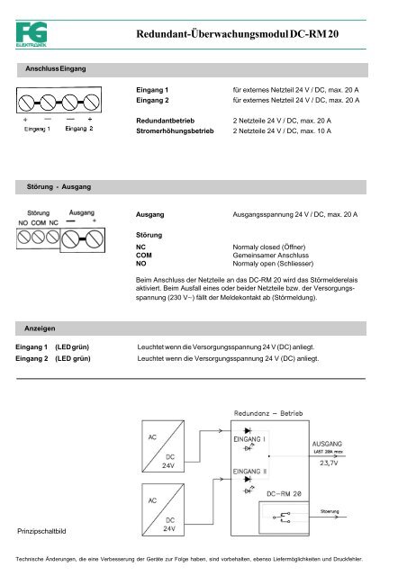 Redundant-Ãberwachungsmodul DC-RM 20 - FG-Elektronik GmbH