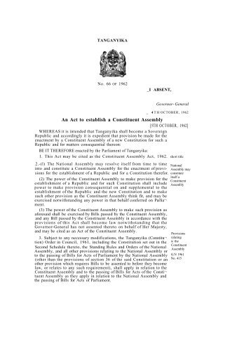 Constituent Assembly Act, 1962 - ConstitutionNet