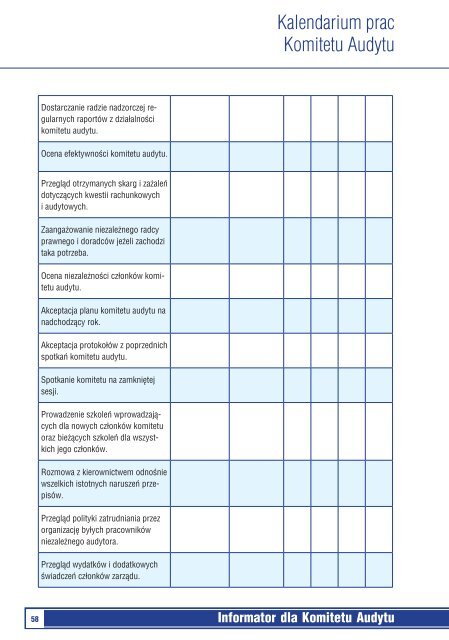 Informator dla Komitetu Audytu - Komisja Nadzoru Finansowego