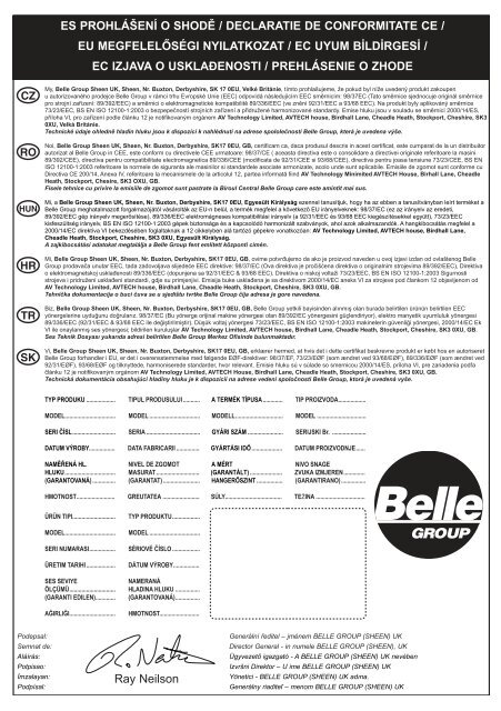 Operators Manual Operators Manual Manuel De L ... - Belle Group