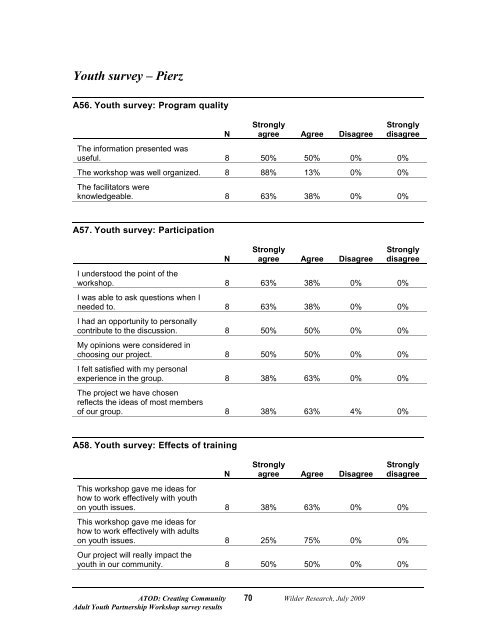 Adult Youth Partnership Workshop Survey Results