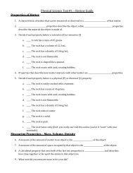 Physical Science Test #1 â Review Guide Properties of Matter ...