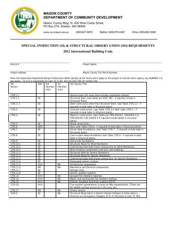 âSpecial Inspection Authorizationâ form - Mason County