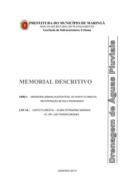 Memorial Descritivo da Drenagem Urbana SustentÃ¡vel do ... - MaringÃ¡