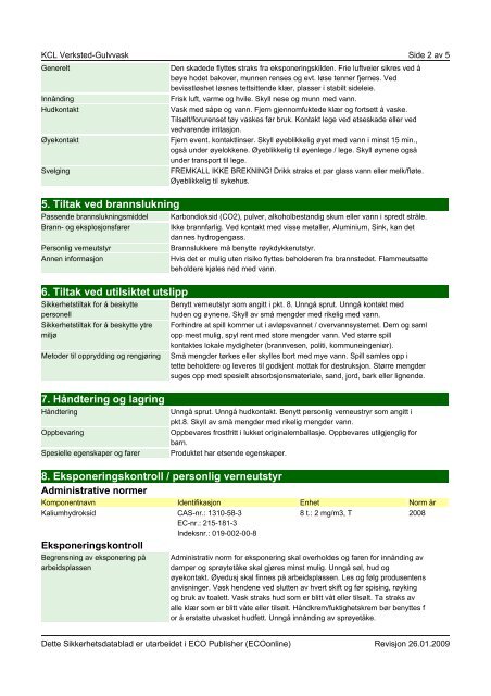 SIKKERHETSDATABLAD KCL Verksted-Gulvvask - Kolberg ...