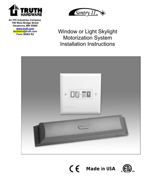 Sentry II WLS Installation Instructions - Truth Hardware