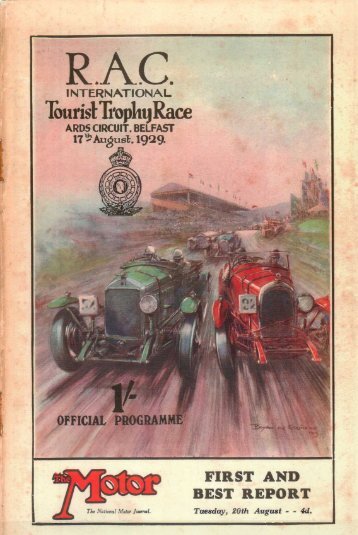 1929 Ulster TT Race Programme