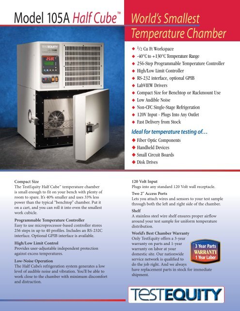 TestEquity Model 105A Temperature Chamber