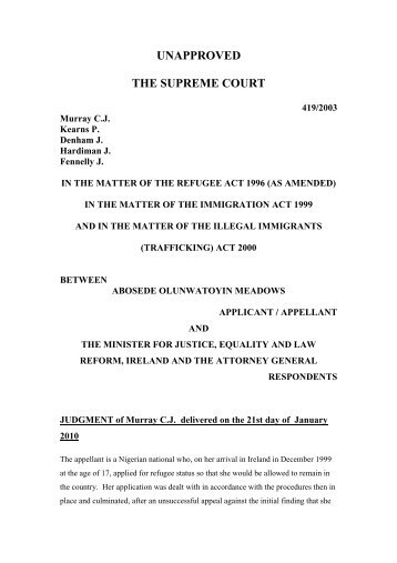 Meadows v MJELR IESC 3.pdf - European Database of Asylum Law