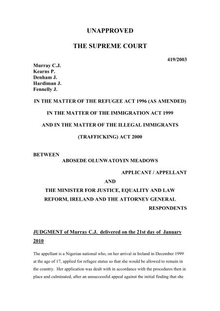Meadows v MJELR IESC 3.pdf - European Database of Asylum Law