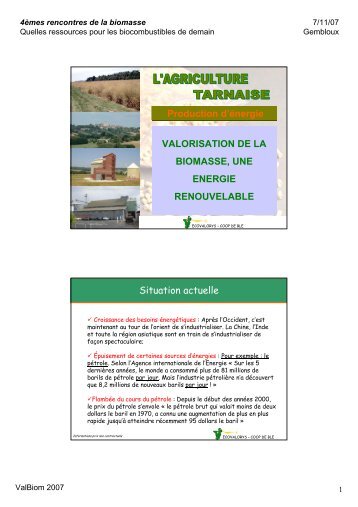 VALORISATION DE LA BIOMASSE, UNE ENERGIE ... - ValBiom