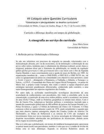 A etnografia ao serviÃ§o do currÃ­culo - Universidade da Madeira