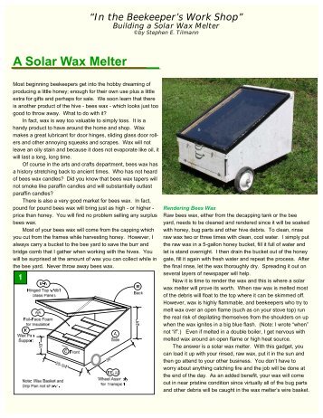 A Solar Wax Melter - Michigan Beekeepers Association
