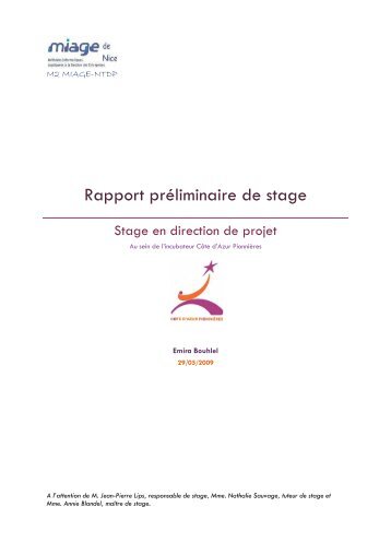 Rapport prÃ©liminaire de stage - MIAGE Nice Sophia Antipolis