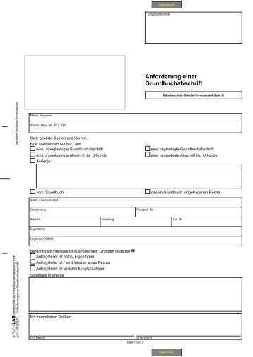 Anforderung einer Grundbuchabschrift - Zentraler ThÃ¼ringer ...