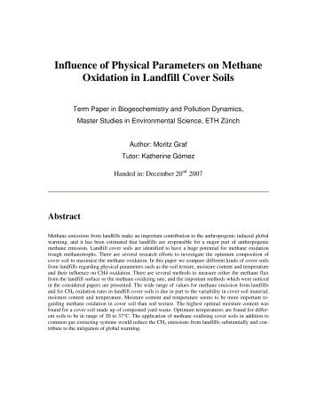 Influence of Physical Parameters on Methane Oxidation in Landfill ...