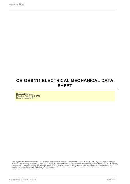 cb-obs411 electrical mechanical data sheet - SE Spezial-Electronic ...