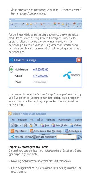 Brukerveiledning for SMS Outlook (PDF, 2mb) - Telenor