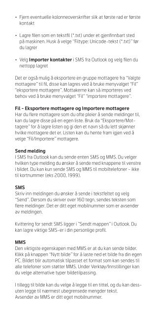 Brukerveiledning for SMS Outlook (PDF, 2mb) - Telenor