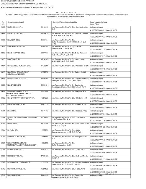 Pag. 1 /258 - Ministerul FinanÅ£elor Publice