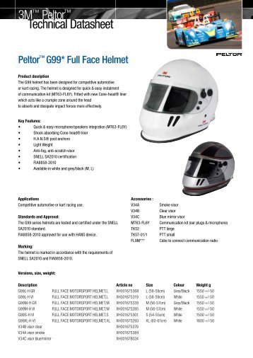 Technical Datasheet 3Mâ¢ Peltorâ¢
