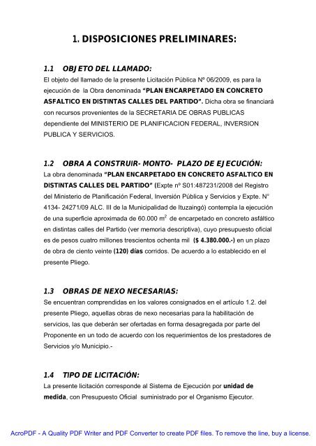 MUNICIPALIDAD DE ITUZAINGO OBRA: PLAN ... - ItuzaingÃ³