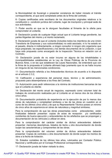 MUNICIPALIDAD DE ITUZAINGO OBRA: PLAN ... - ItuzaingÃ³