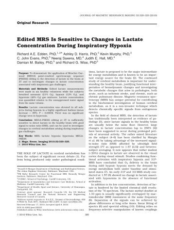 Lactate and Hypoxia - Godzilla - Kennedy Krieger Institute